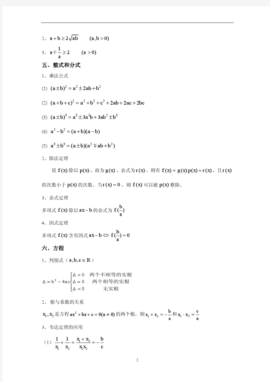 考研管理类联考数学核心公式