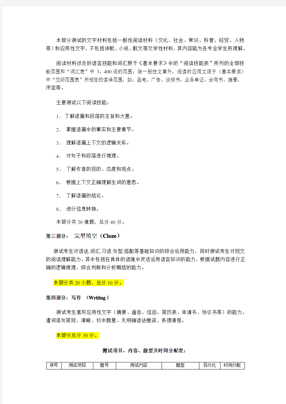 2019《大学英语》考试大纲