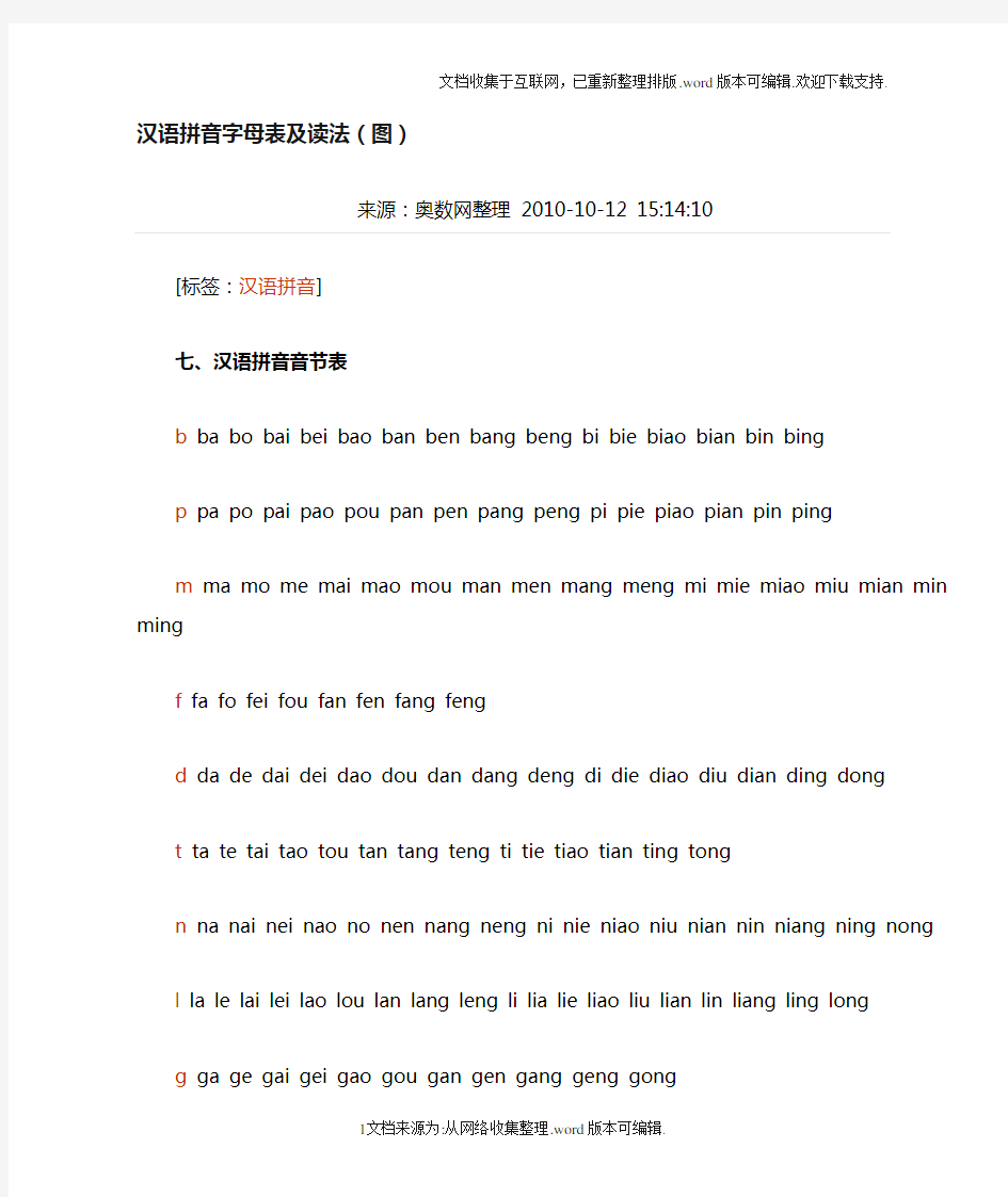 汉语拼音字母表及读法(图)
