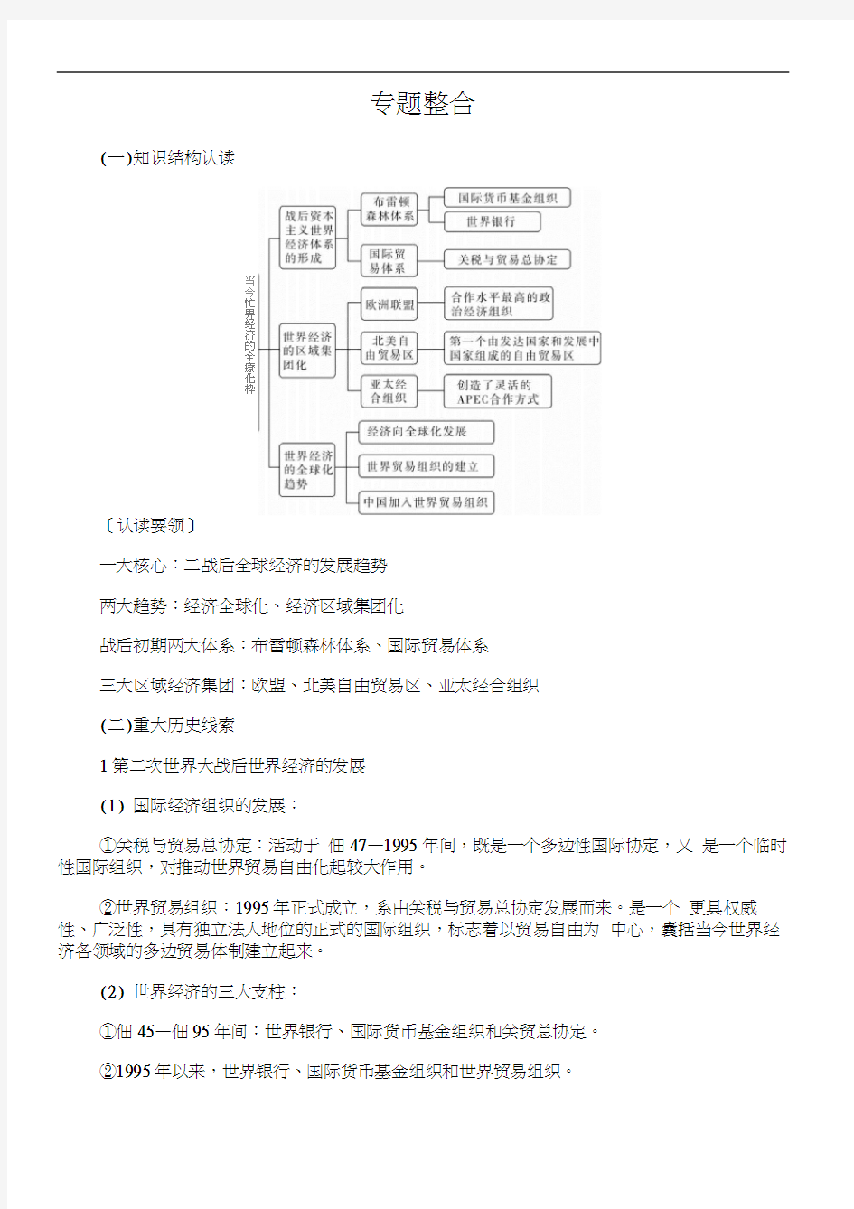 2018高中历史必修二专题：八专题整合含答案