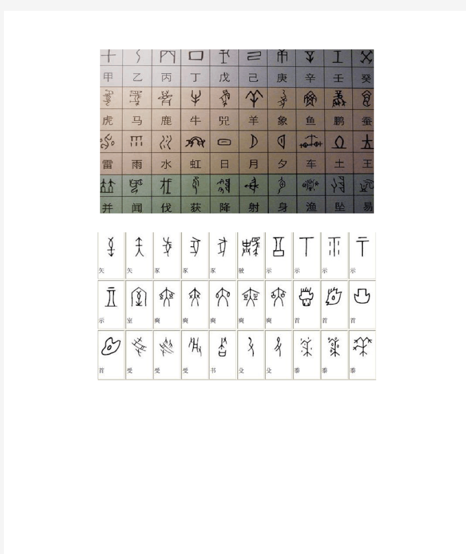 甲骨文与现代汉字对照表.