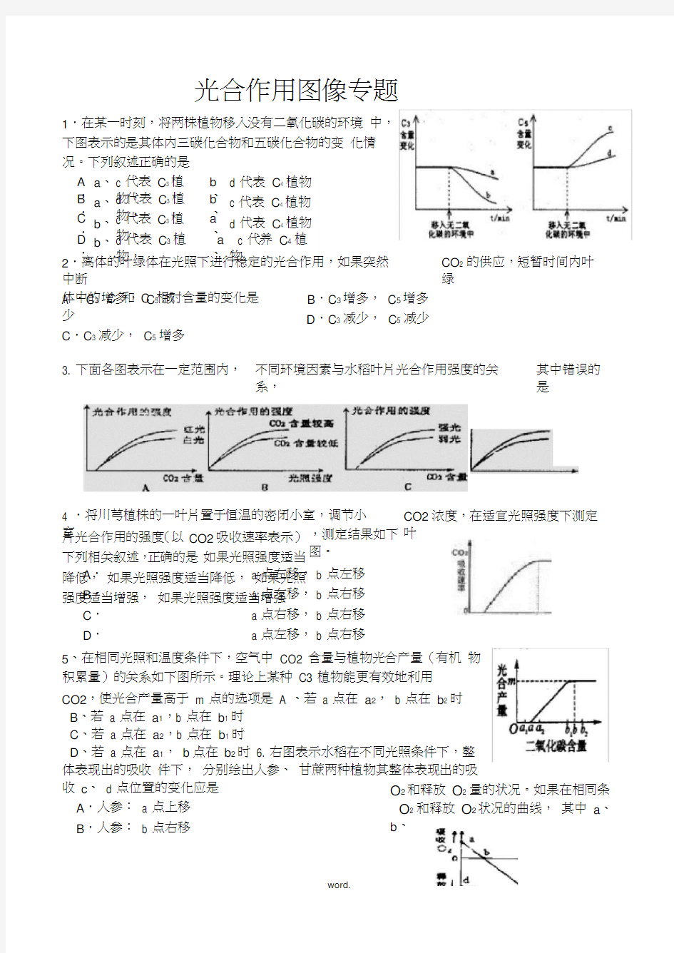 光合作用图像专题(习题)[精.选]