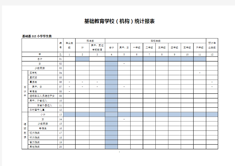 基础教育学校(机构)统计报表