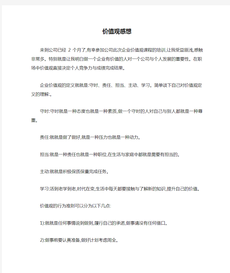 企业价值观感想