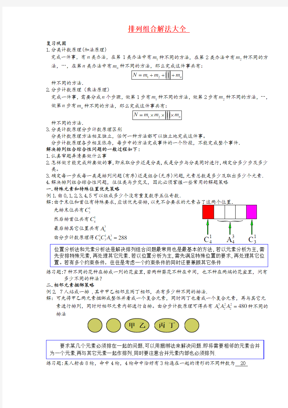 高中数学排列组合解法大全