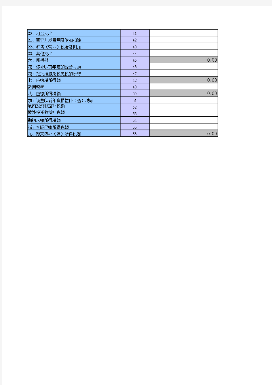 【表格】企业所得税纳税申报表(范本)