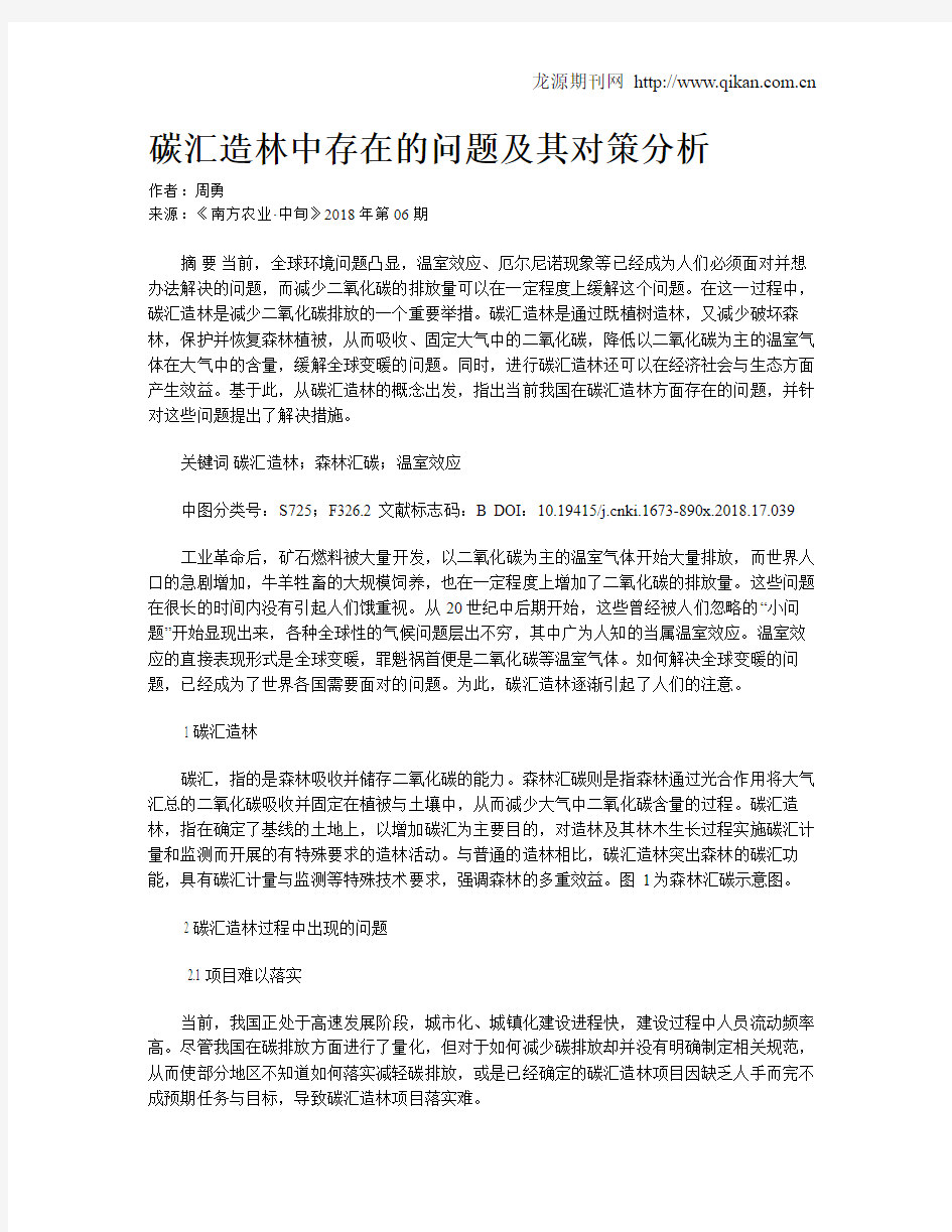 碳汇造林中存在的问题及其对策分析