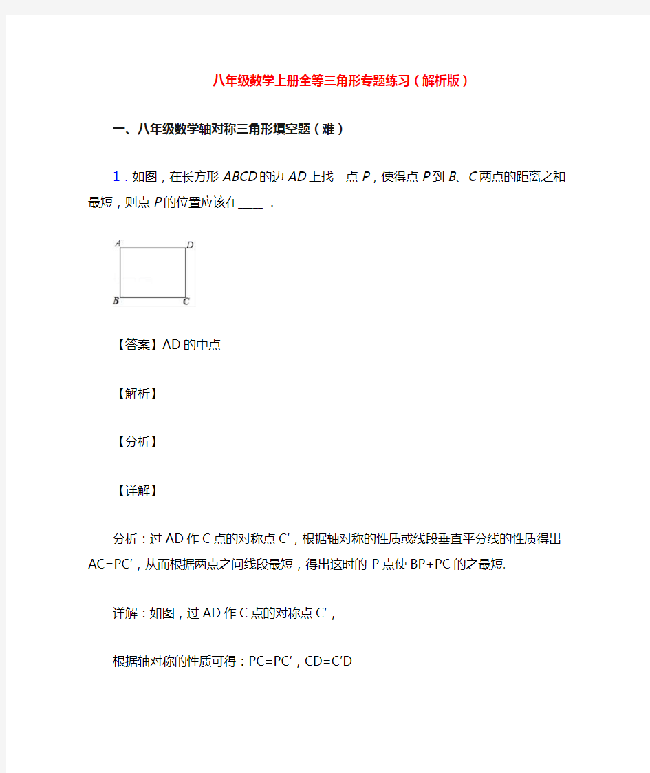 八年级数学上册全等三角形专题练习(解析版)