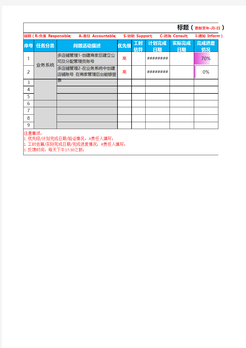 责任分配跟踪矩阵(模板)