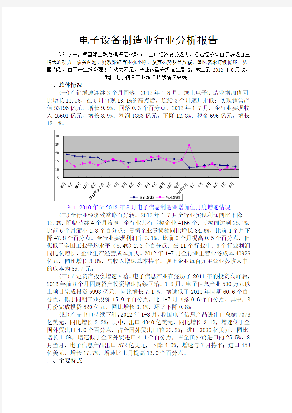 电子设备制造业行业分析报告