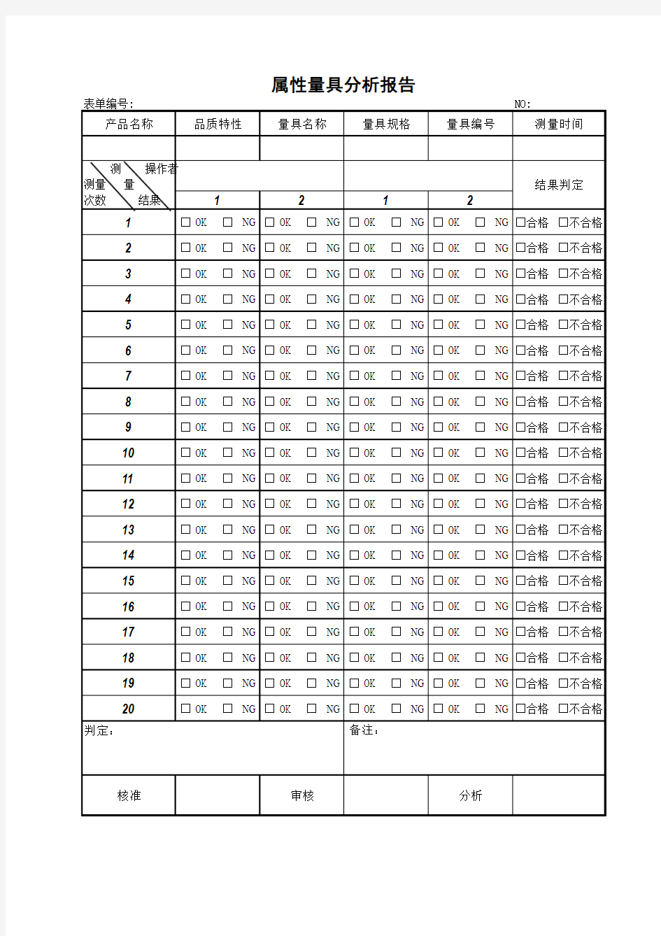 属性量具分析报告