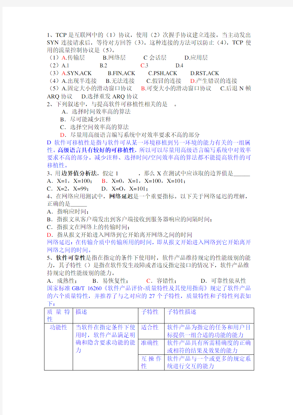 软件测试笔试题及答案(1)