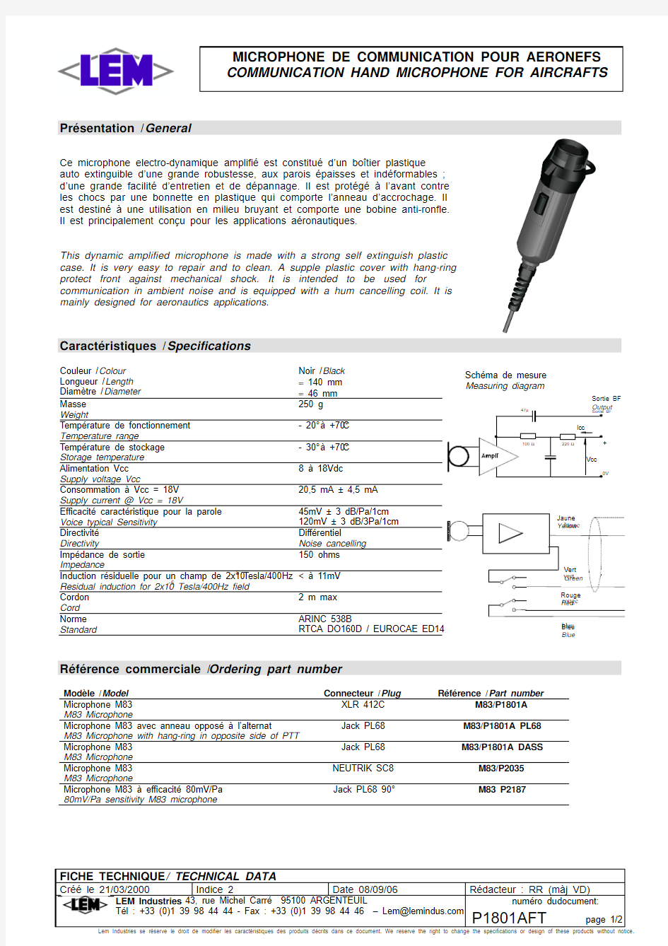 Microphone Datasheet - Material Specification