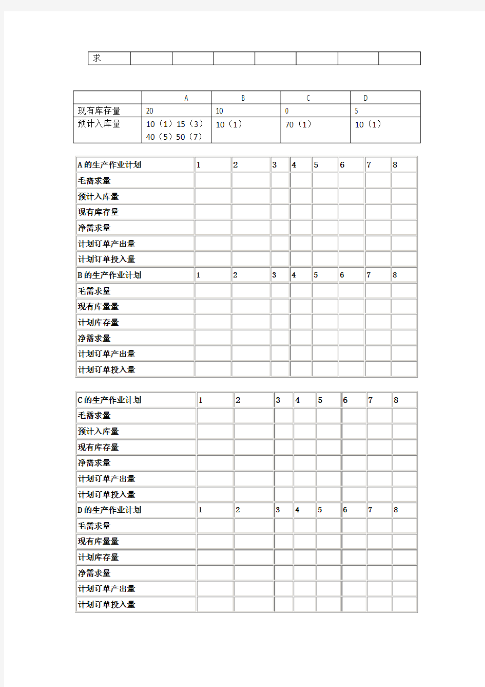 mrp等计算题