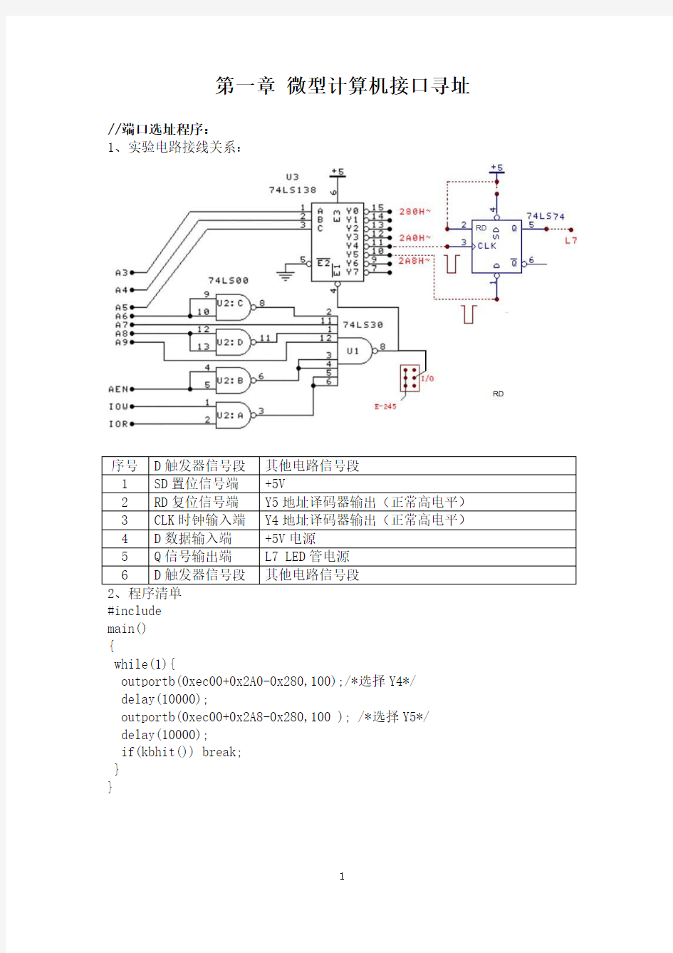 《计算机接口编程技术》实验程序