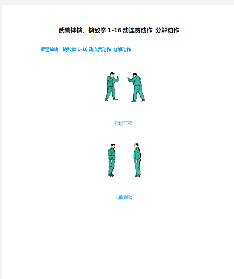 武警摔擒、擒敌拳1-16动连贯动作 分解动作