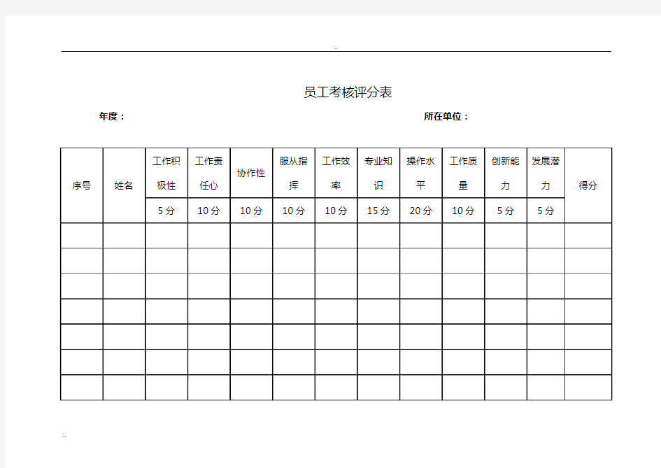 员工考核评分表