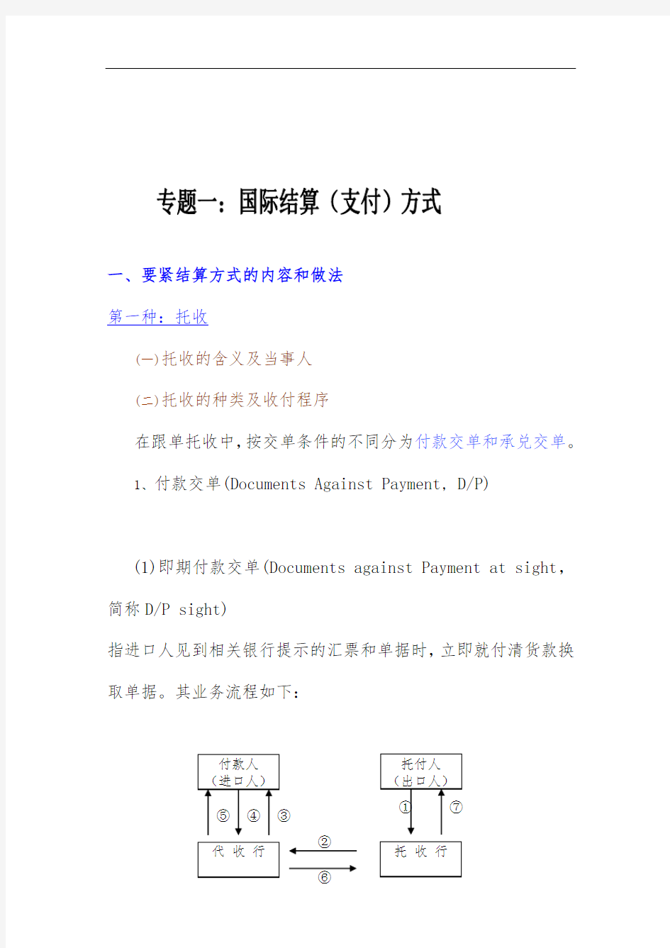 主要结算方式的内容和做法