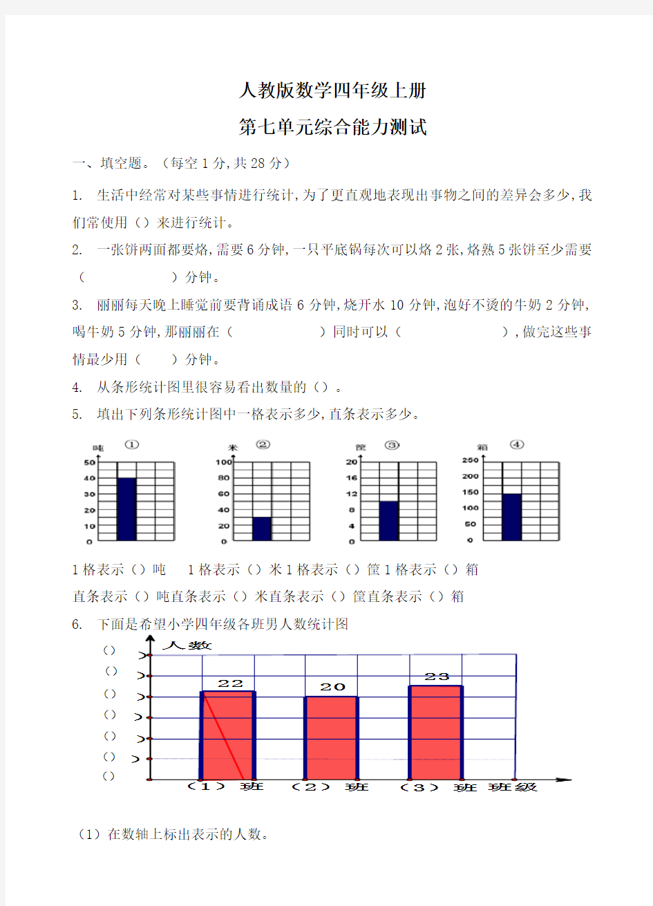 人教版数学四年级上册《第七单元综合检测卷》带答案