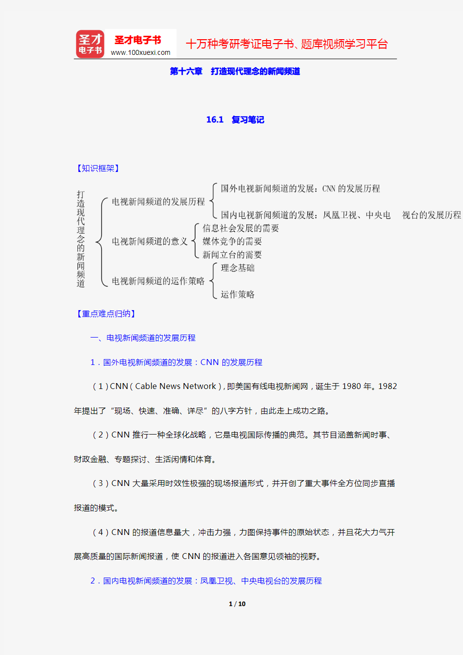 叶子《现代电视新闻学》复习笔记及课后习题与典型题详解(第十六章 打造现代理念的新闻频道)【圣才出品】