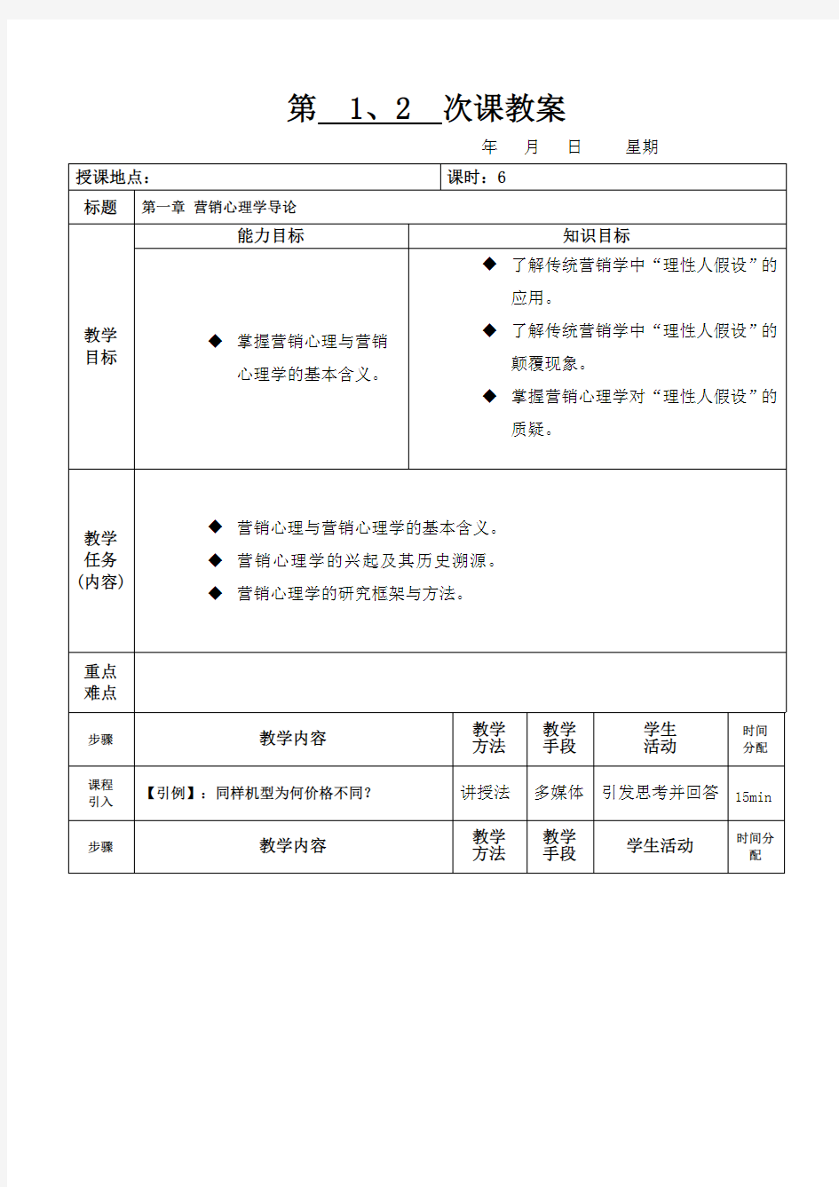 营销心理学教案