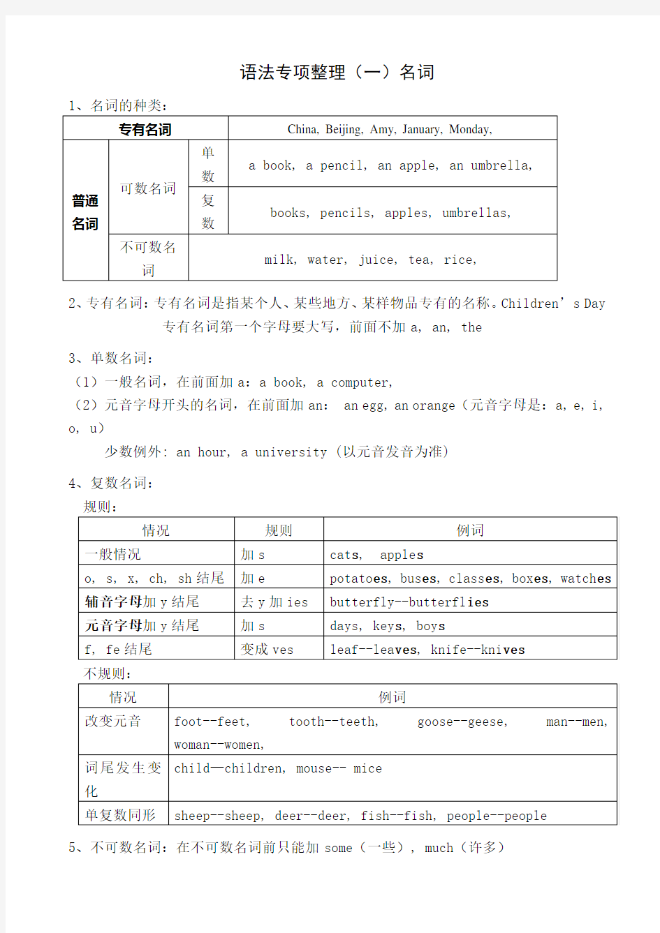 三年级英语语法大全