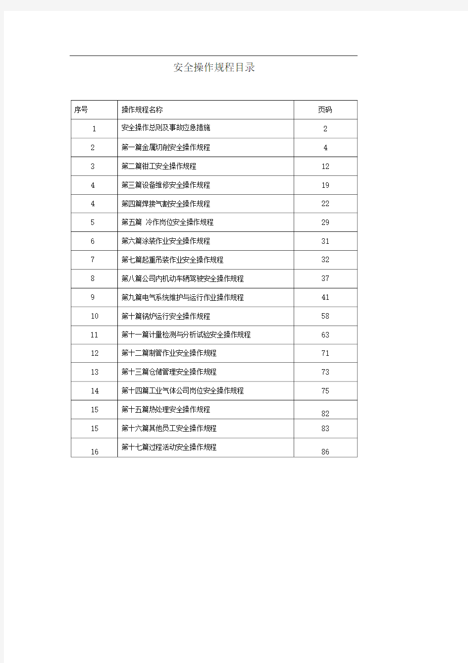 设备安全操作规程大全