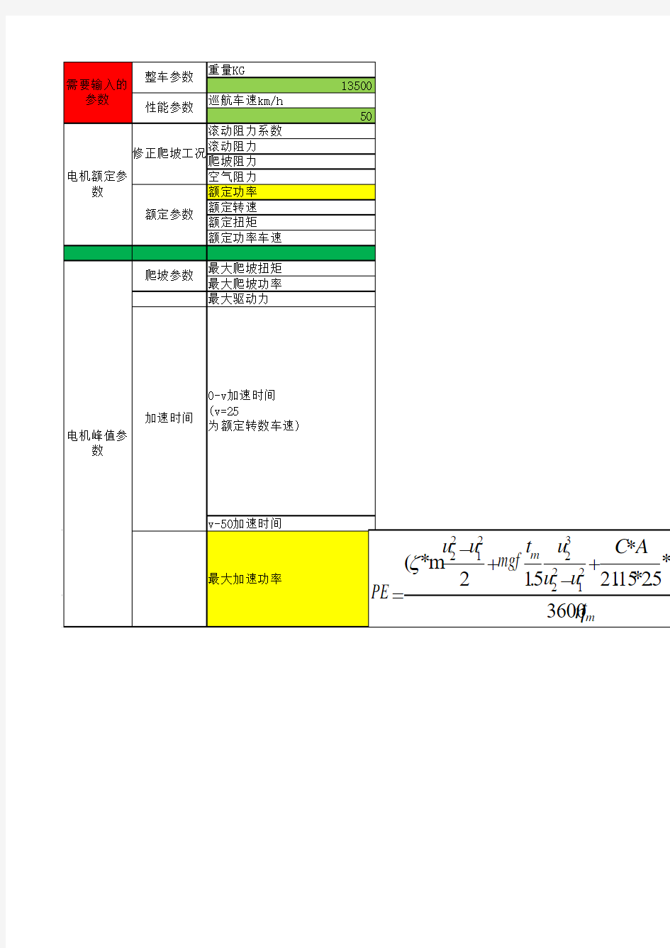 纯电动车电机选型计算