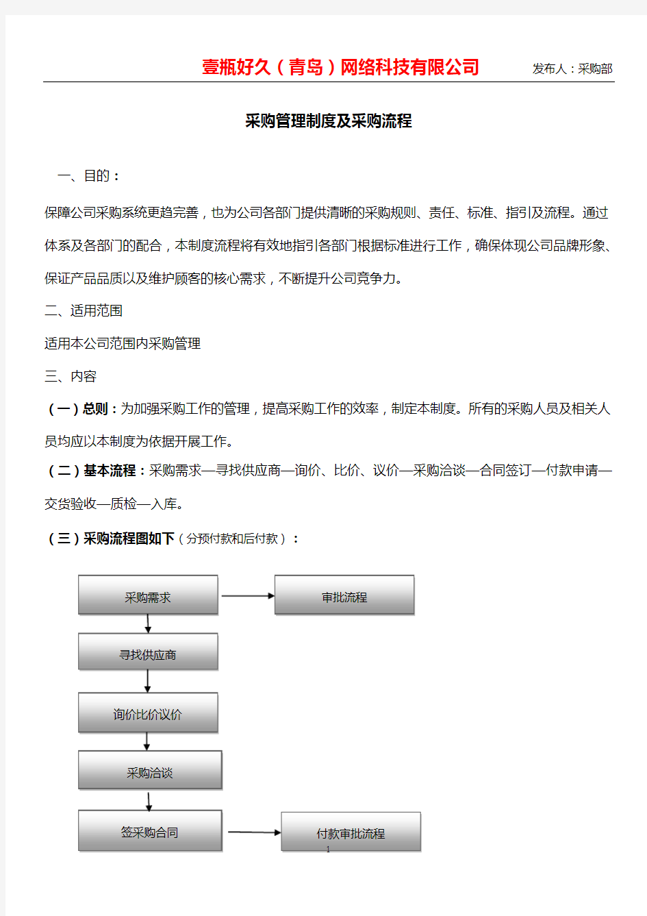 采购管理制度及采购流程