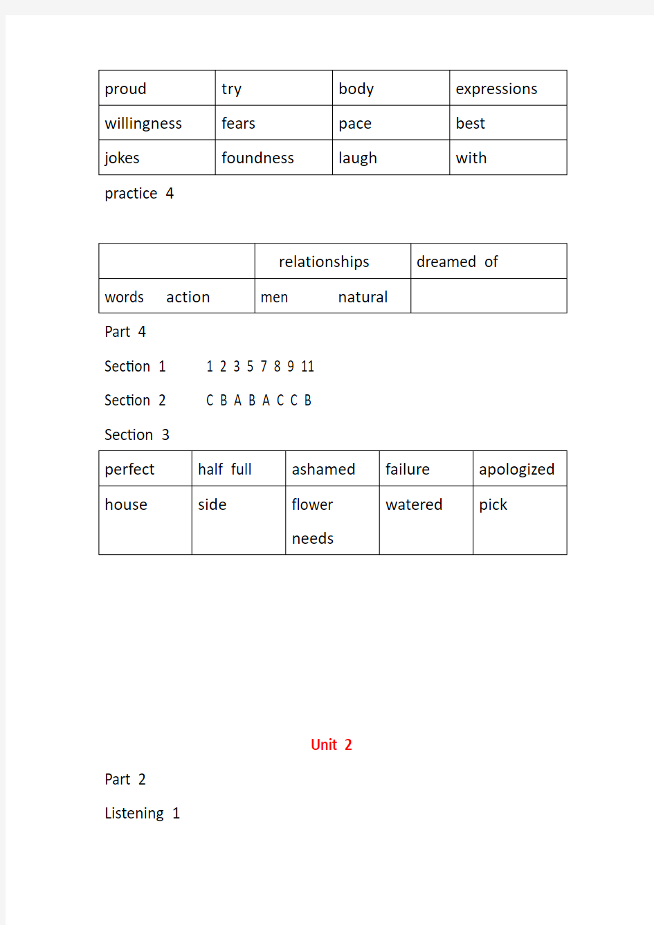 新编大学英语视听说教程第二册听力答案(全)