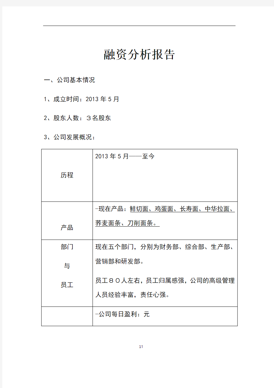 融资分析报告