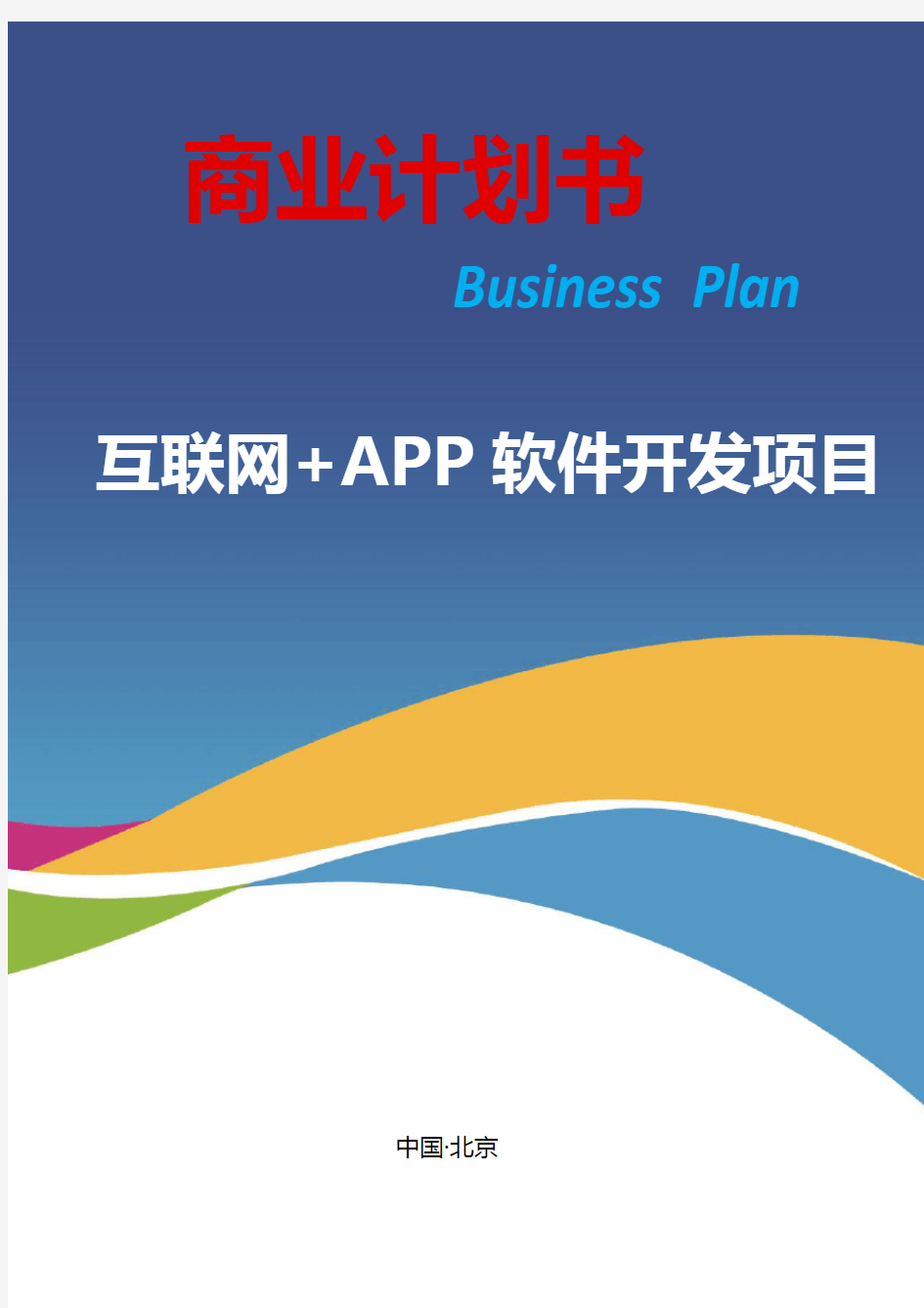 互联网 APP软件开发项目创业(商业)计划书