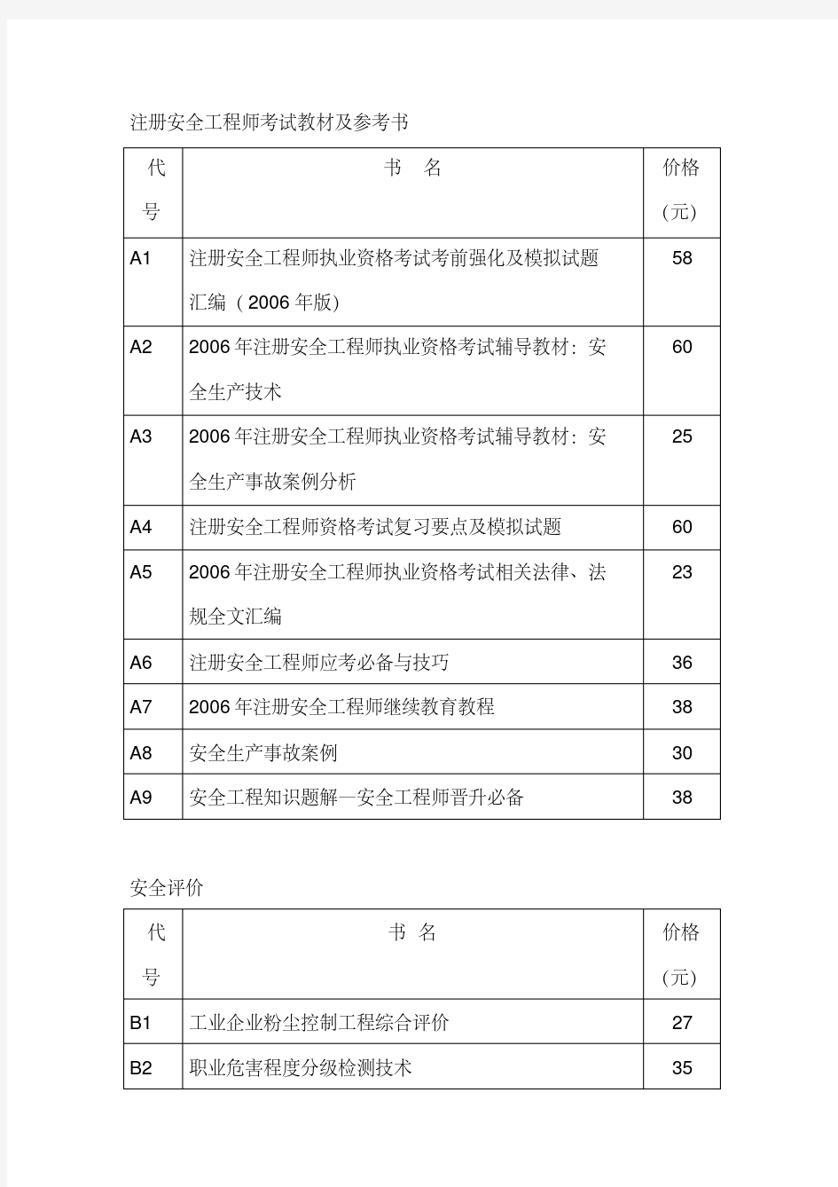 注册安全工程师考试教材及参考书