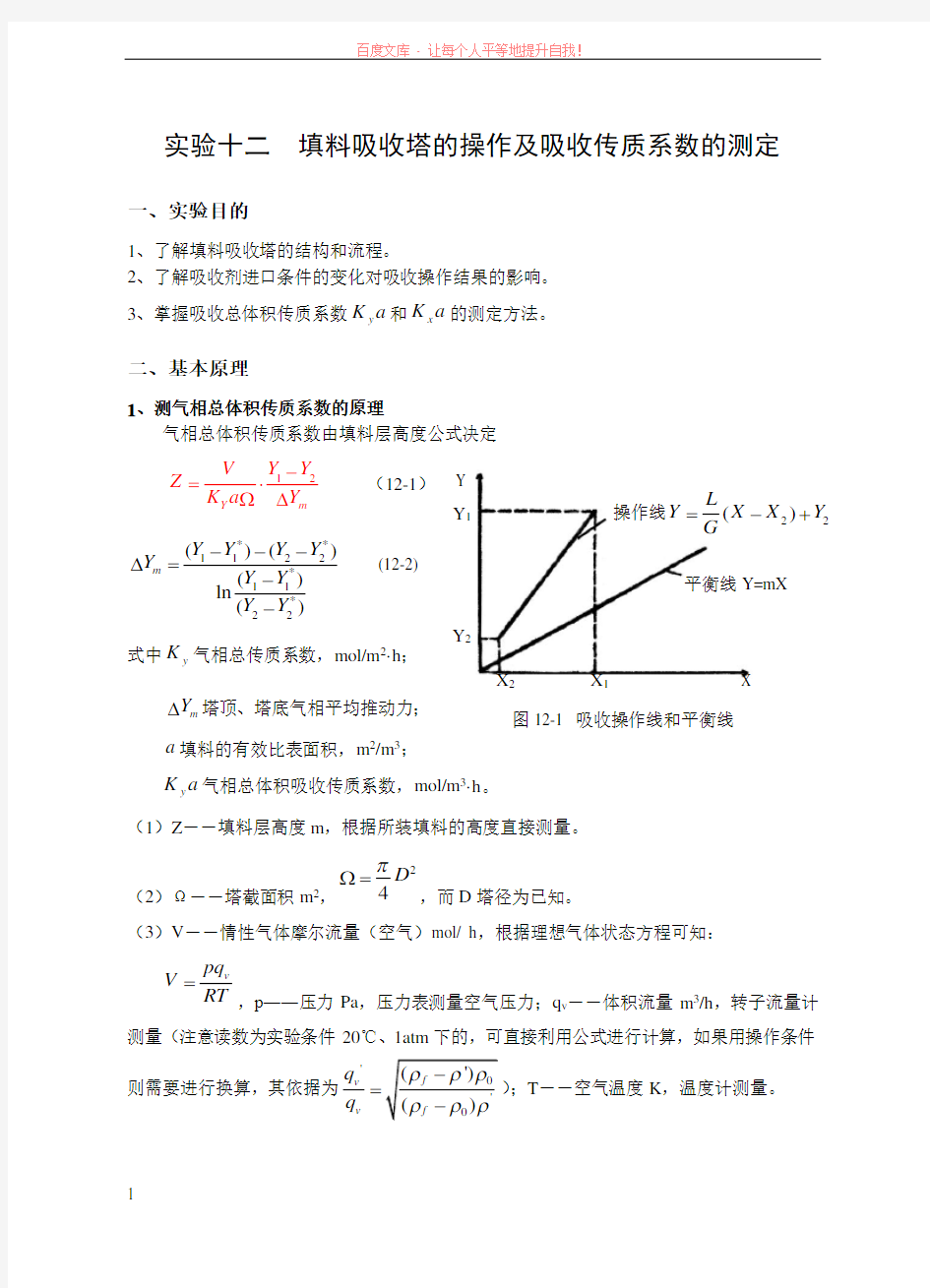 实验十三吸收塔的操作及吸收传质系数的测定 (1)