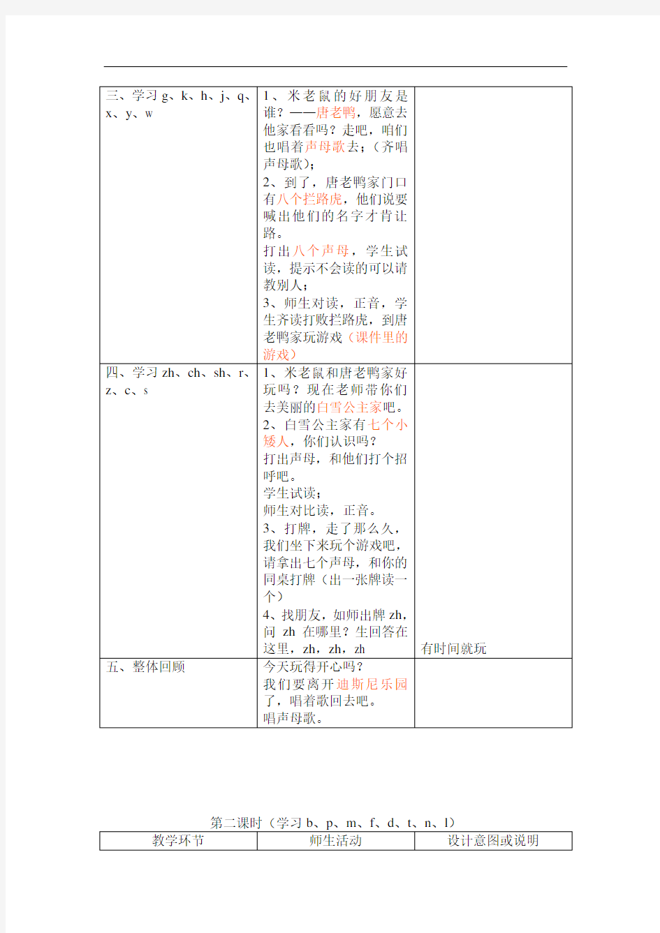 幼儿园大班拼音教案——声母教学设计