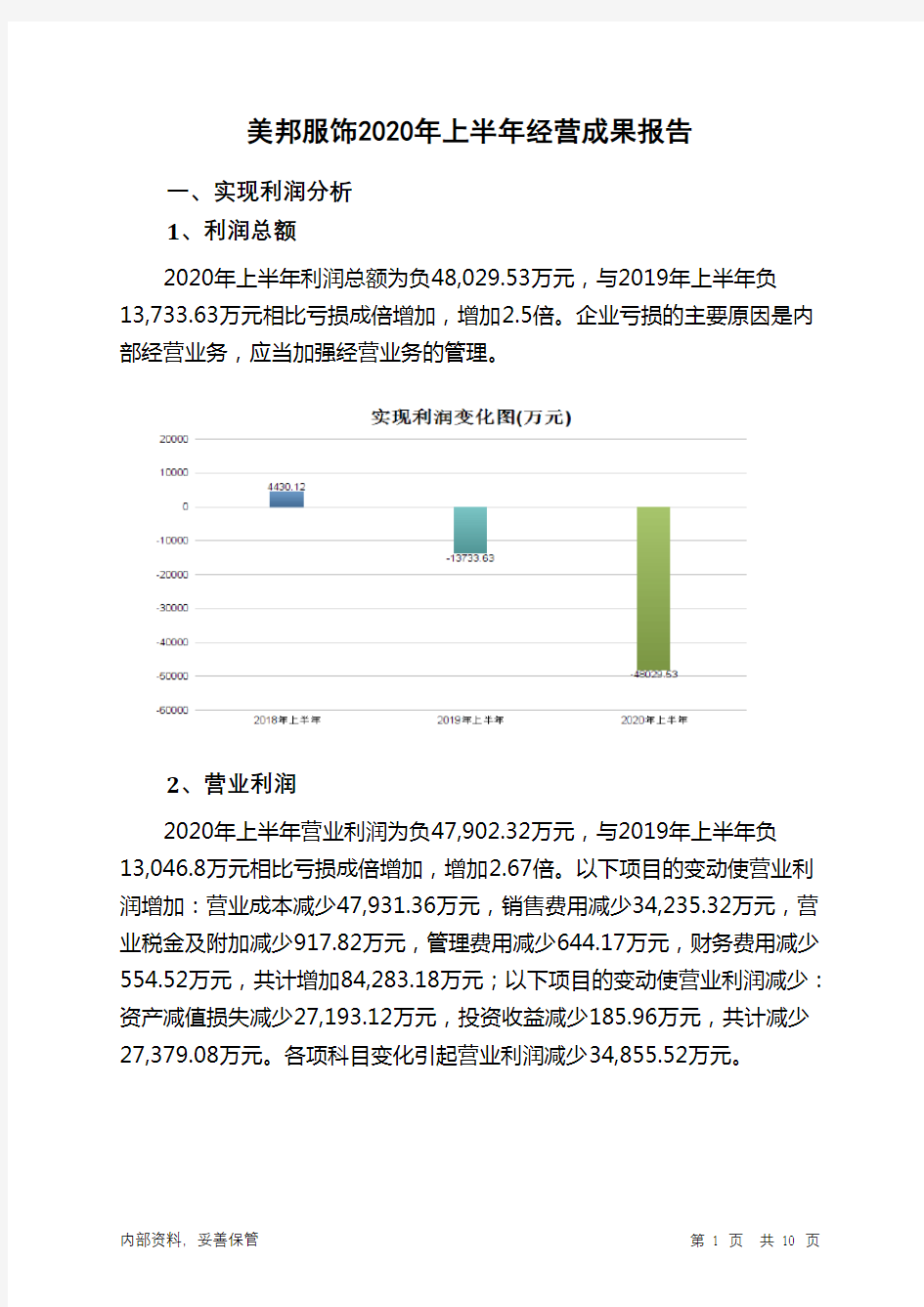 美邦服饰2020年上半年经营成果报告