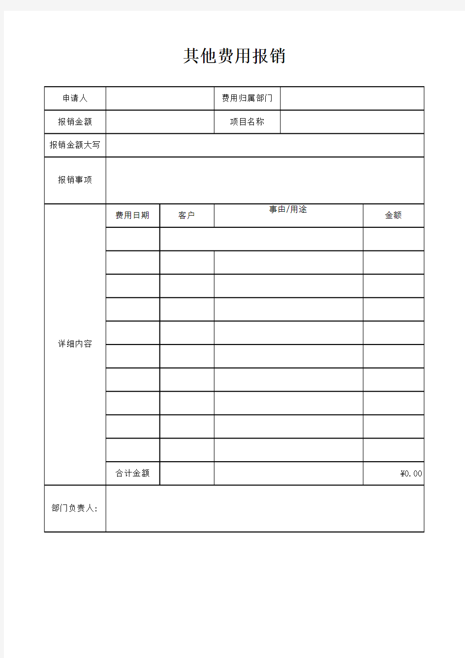 费用报销单