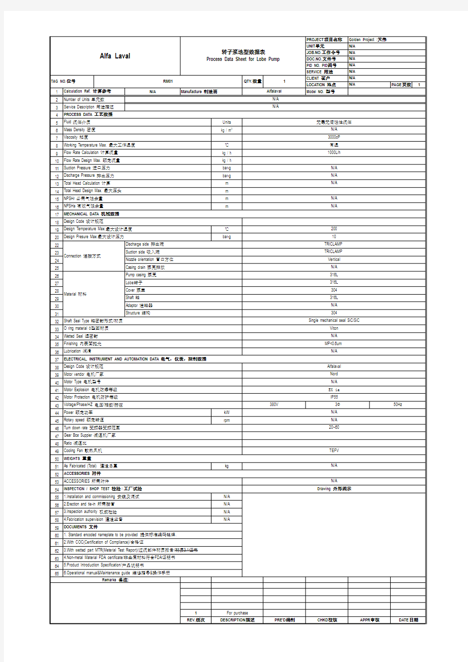 转子泵选型参数表