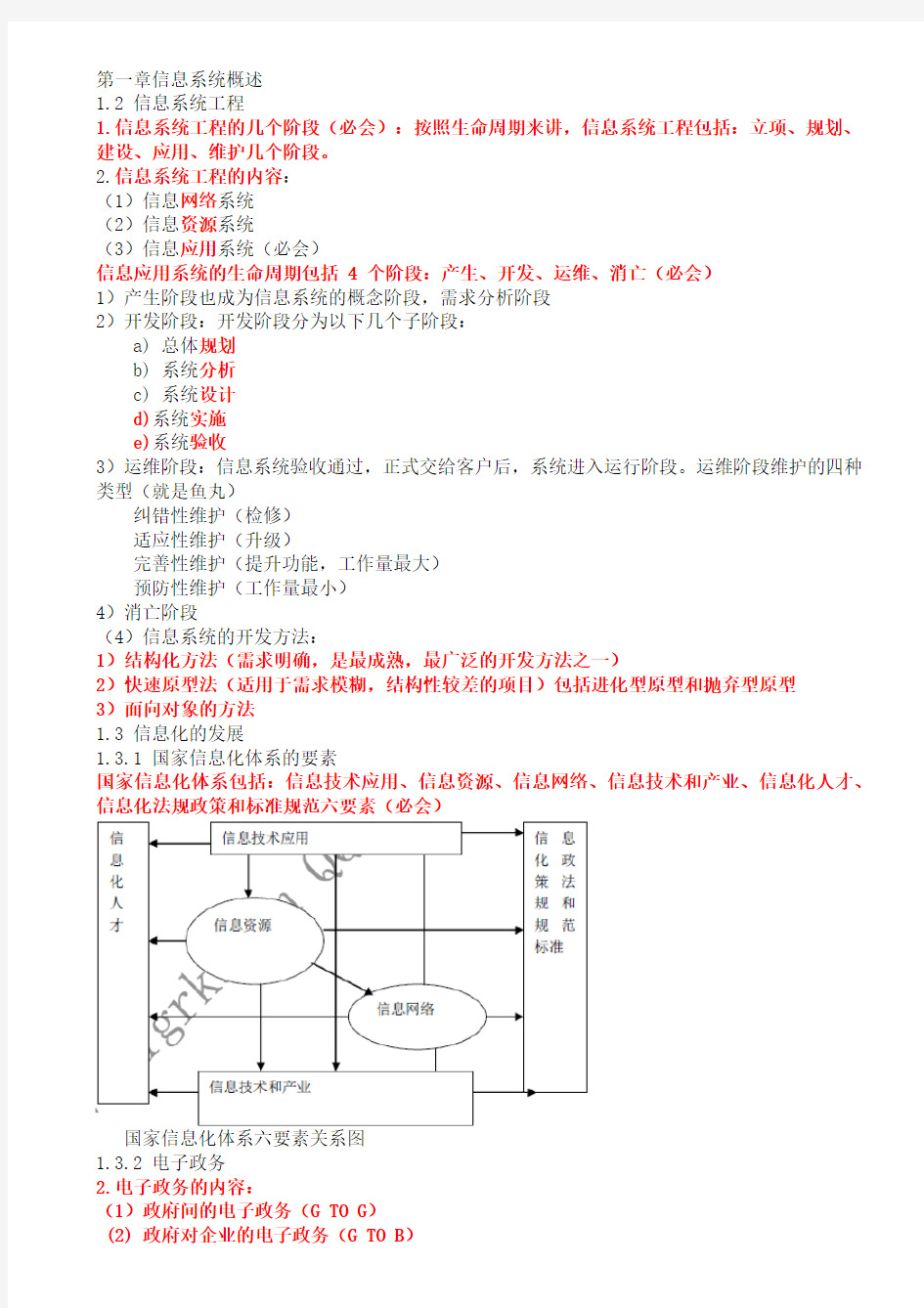 系统集成项目管理工程师重点考点核心资料打印版