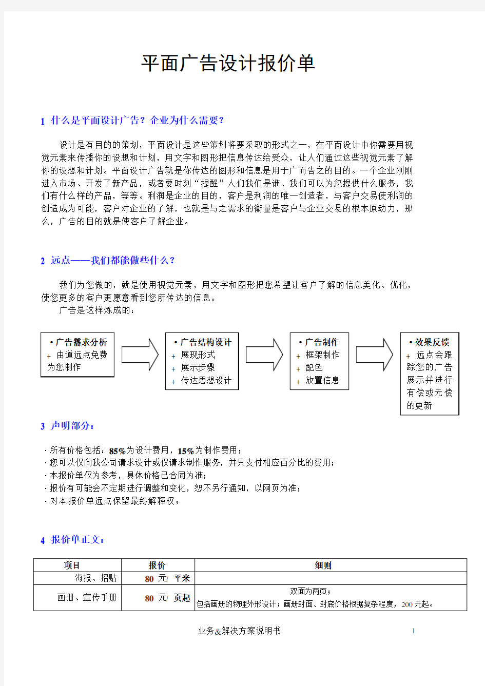 平面广告设计报价单