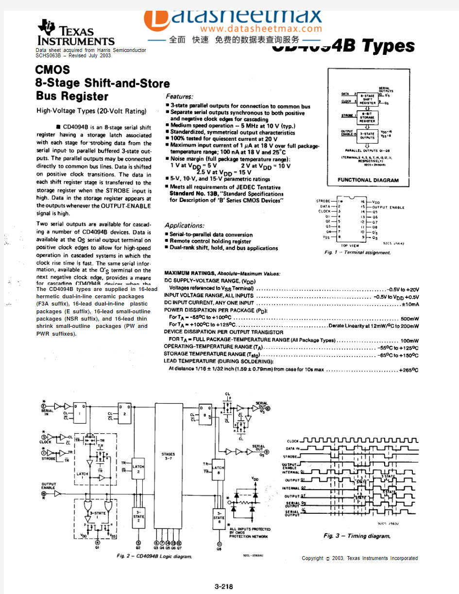 IC datasheet pdf-CD4094B,pdf(TYPES)