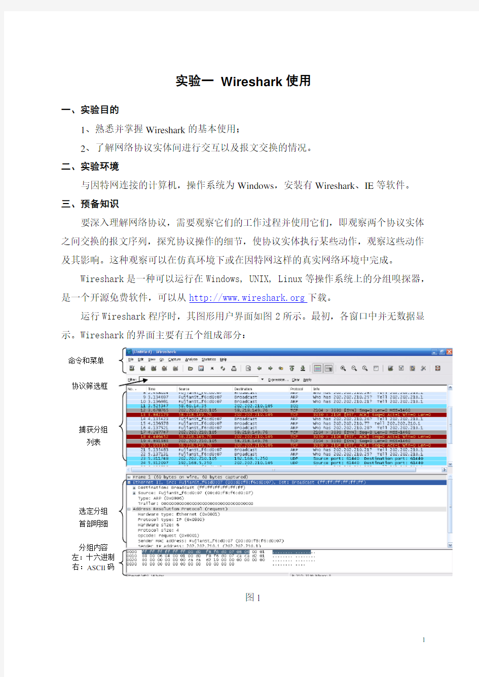 Wireshark抓包工具计算机网络实验