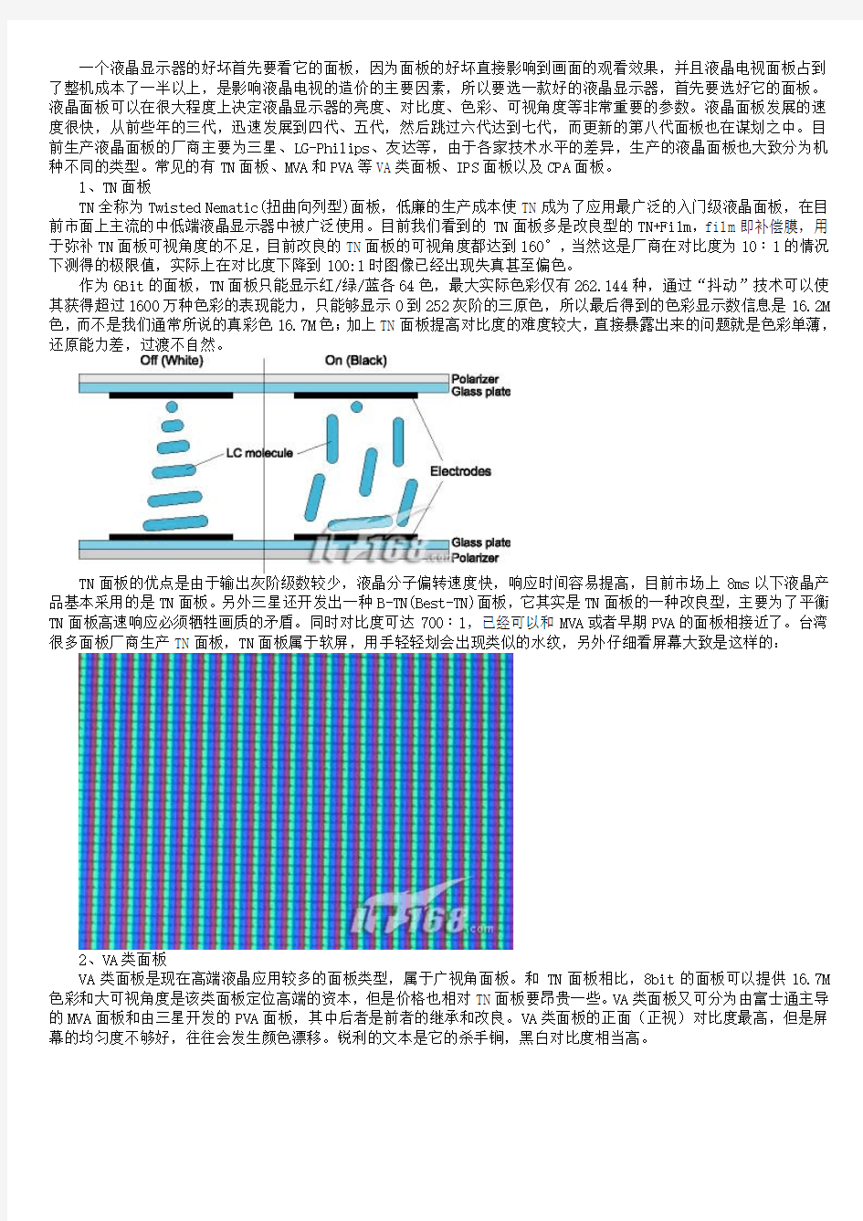 液晶面板种类介绍及辨别