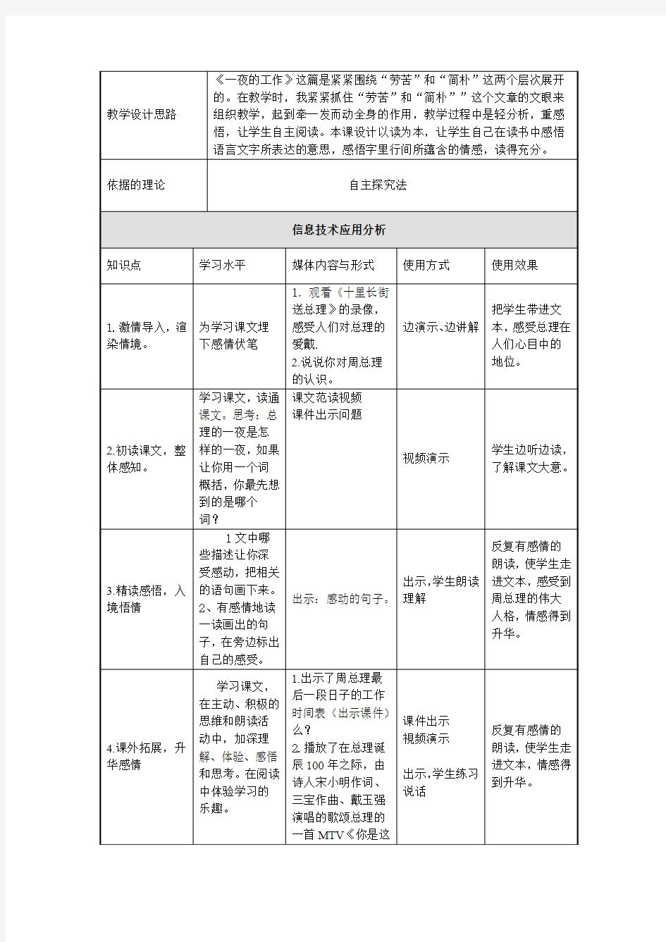 教学设计(一夜的工作)