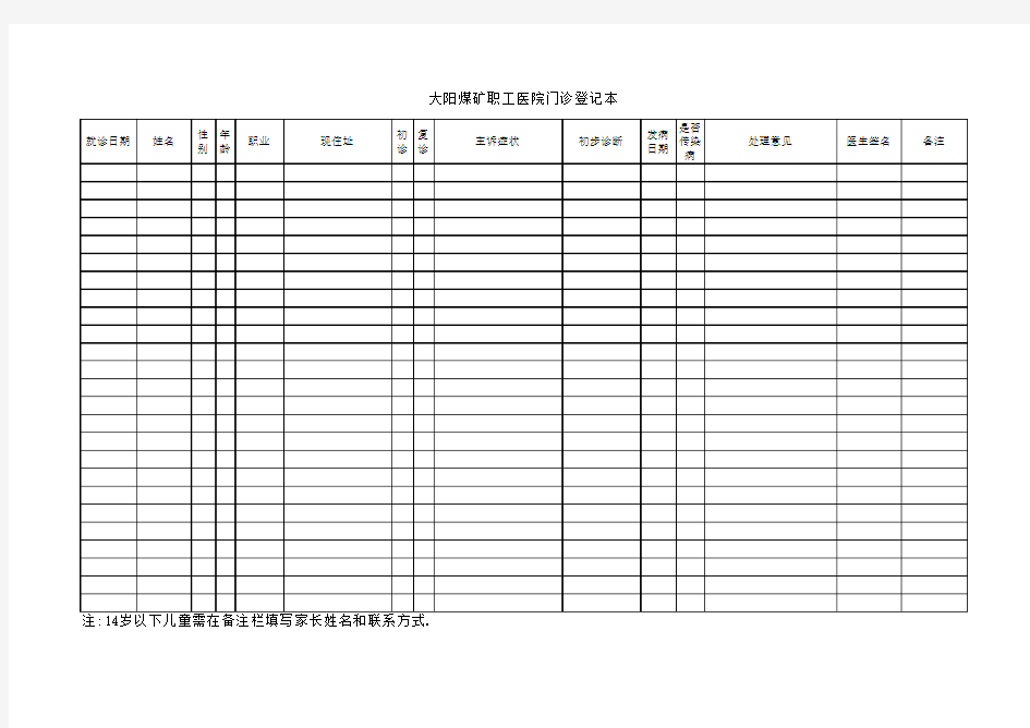 门诊登记表