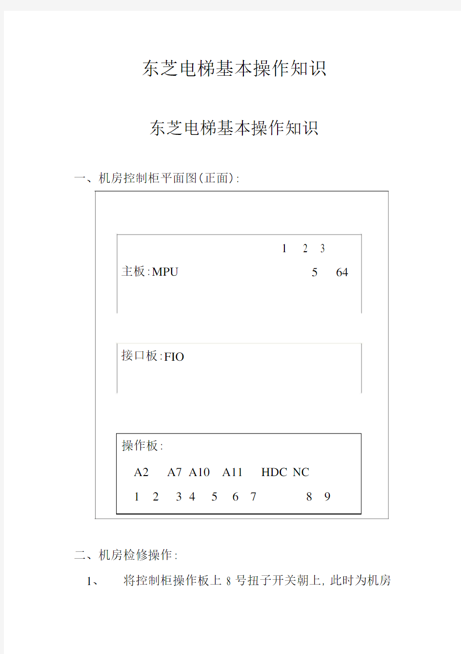 东芝电梯基本操作知识.pdf