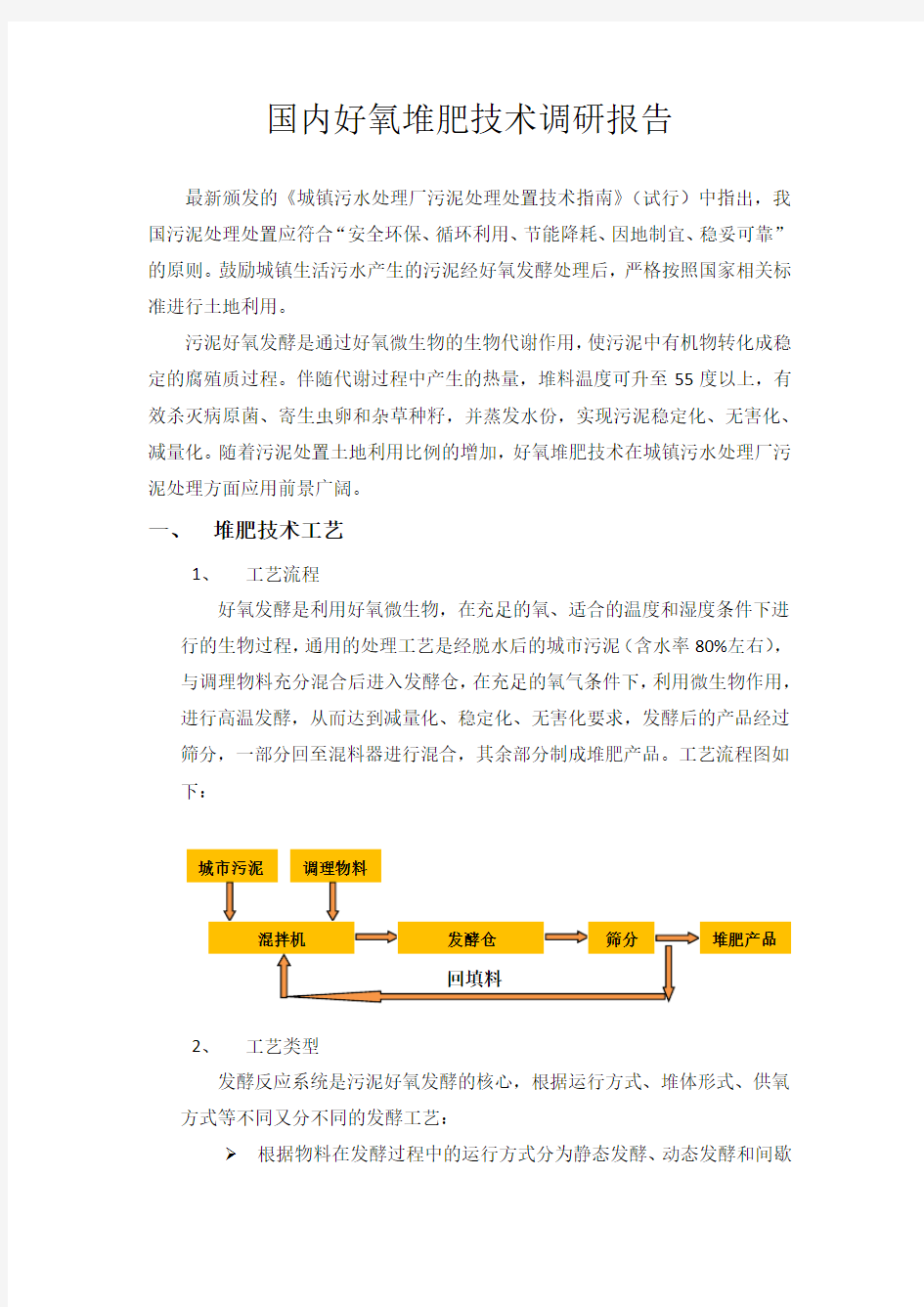 国内好氧堆肥技术调研报告