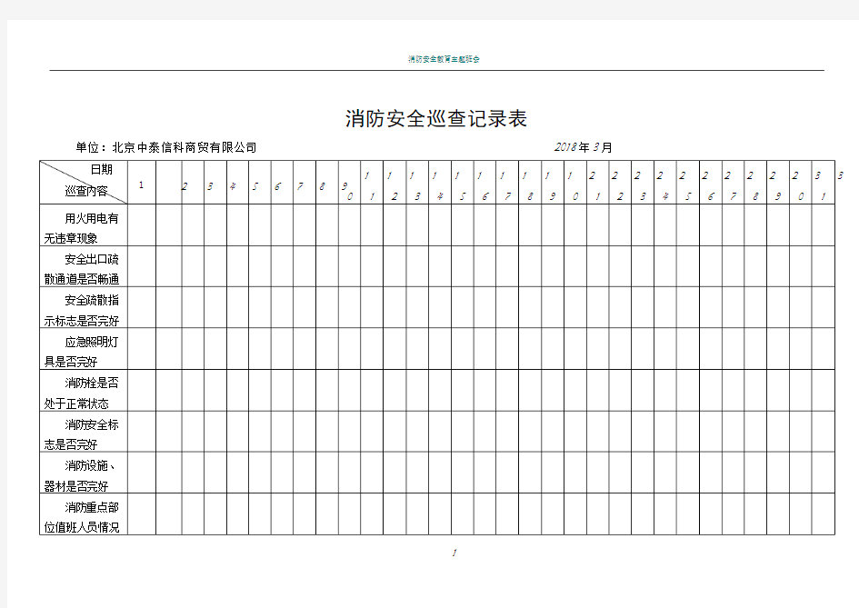 消防安全日巡查记录表标准版