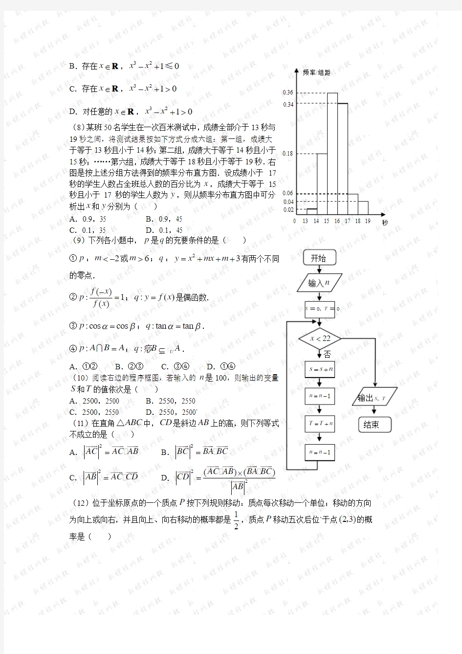 2007年山东高考数学理科试题及答案详解