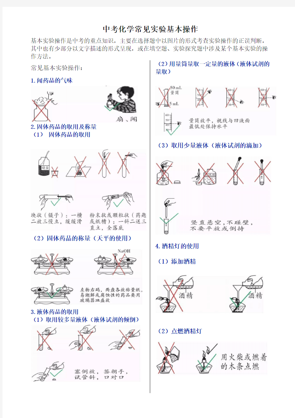 中考化学常见实验基本操作